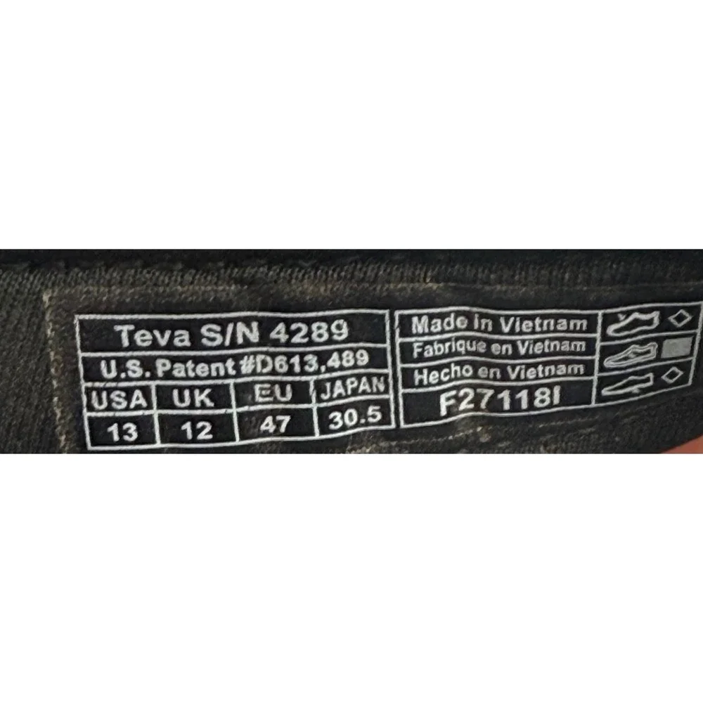 Teva Tanza Men Black Grey Sport Sandals Hiking Water Shoes 4289 Size 13